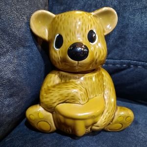 Vtg ceramic bear honey pot jar made in China
